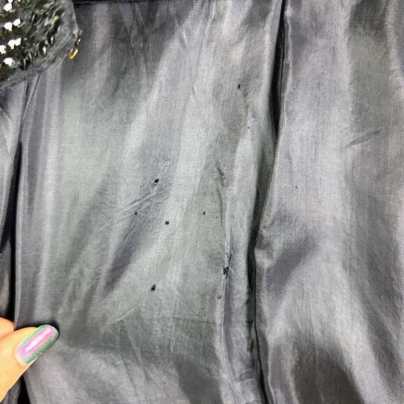 Cyn Les Vintage 1950's Lambs Wool & Angora Sequin Beaded Knit Cardigan Black 40 - Picture 12 of 15